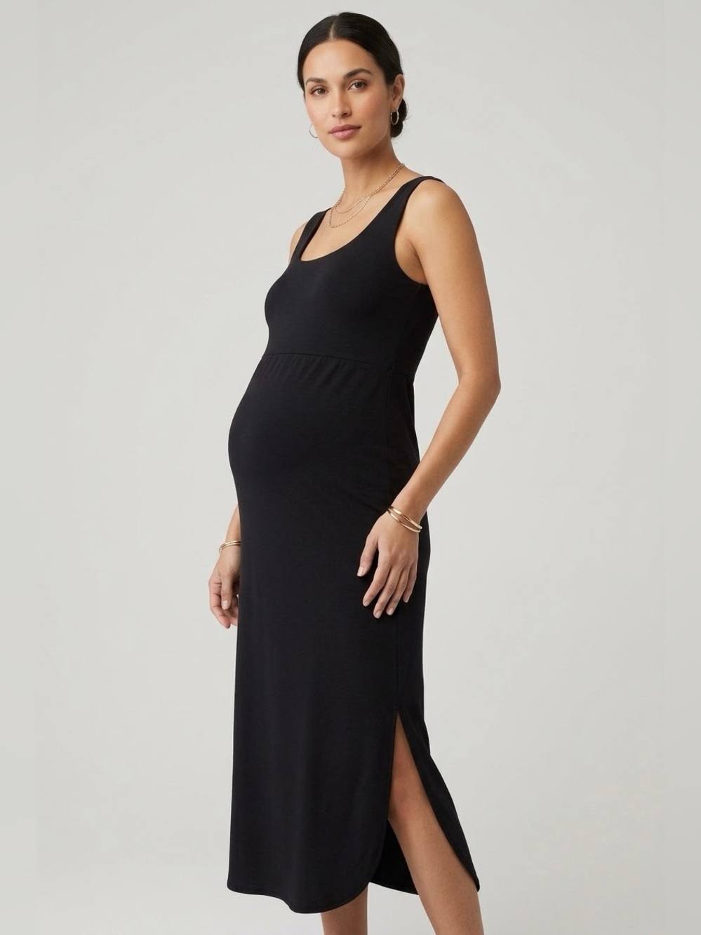 Isabel by Ingrid+Isabel Maternity Black Sleeveless Knit A-Line Midi Dress XL